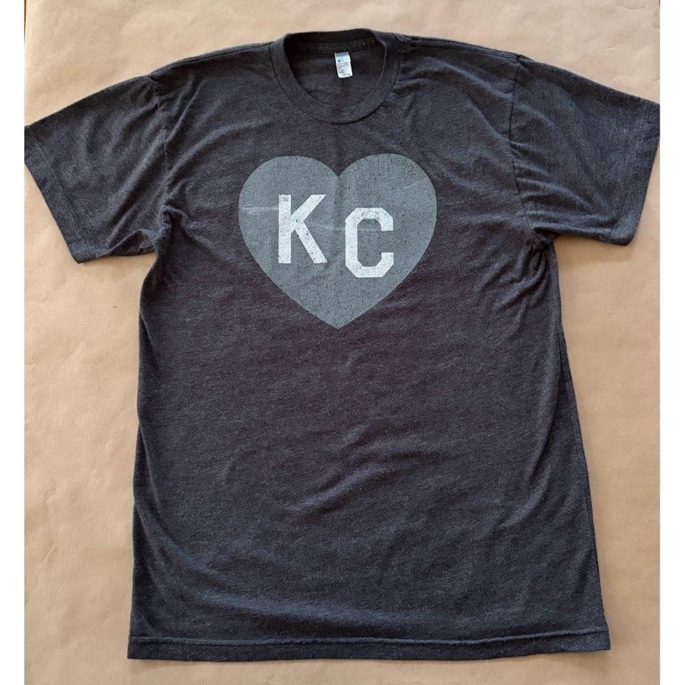 American Apparel KC Heart T-Shirt Charcoal Gray Heather Medium Love Kansas City